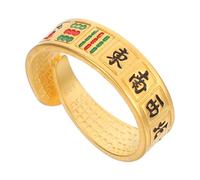 Holibanna Anillo de Mahjong Feng Shui Dorado con Diseño Creativo Banda de Suerte y para Diario y Negocios Accesorio de Fortuna y Prosperidad