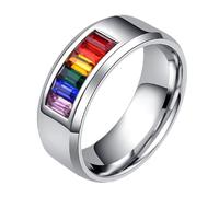 Holibanna Anillo de Orgullo Arcoíris para Mujer, Titanio, Joyería Creativa, Accesorio Elegante para Dedos, Estilo Lésbico y Gay, Uso Diario y Fiestas, Talla 8