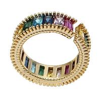 Holibanna Anillo de Punta Abierta Anillo de Eternidad de Piedras Preciosas de Colores de Vintage Ajustable para Mujeres Damas