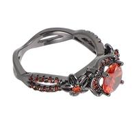 Holibanna Anillo Gótico de Circonita Roja Vintage Negro, Joyería de Estilo Punk Retro, Unisex, para Fiestas Halloween y Navidad, Talla 7, Acabado Suave y Cómodo