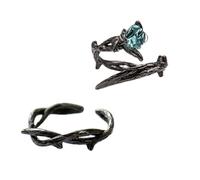 Holibanna Anillos Abiertos y Ajustables Cobre Diseño Negro 2 Piezas para Celebraciones de Boda y Ocasiones Obsequios