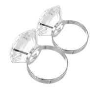 Holibanna Anillos Grandes de Gemas de Imitación 2 Piezas Anillo de Boda de 4 CM Transparente Utilería para Bodas y Sesiones de Fotos de Cristal Simulado