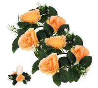 Holibanna Anillos para Velas Flores de Seda Artificiales, Decoración Exquisita para Bodas y Ocasiones Obsequios, 2 Piezas Diseño Elegante y Artesanal