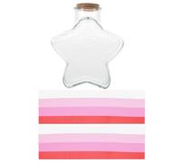 Holibanna Botella Deseos con Tapa de Vidrio Transparente, Diseño de Estrella Origami, Color Rojo Degradado, Set Decorativo para Habitación Juvenil, Obsequio de Cumpleaños y Confesiones