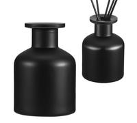 Holibanna Botella Difusora de Aroma de Vidrio 150 Ml Mate Negro, Set 2 Unidades, sin Llama, Rellenable para Decoración del Hogar y Ambientador Mikado
