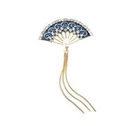 Holibanna Broche Abanico Colgante De Borla, Aleación Esmaltada Azul Dorado, Broche De Ropa Elegante Para Mujer, Accesorio Vintage Para Vestidos y Suéteres, Diseño Liso y Práctico