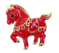 Holibanna Broche de caballo Feng Shui - Pin de solapa del año del caballo con diamantes de imitación - Joyería del zodiaco de moda del Año Nuevo chino 2026 para mamá, papá, esposo y esposa -