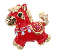 Holibanna Broche de caballo Feng Shui - Pin de solapa del año del caballo con diamantes de imitación - Joyería del zodiaco de moda del Año Nuevo chino 2026 para mamá, papá, esposo y esposa