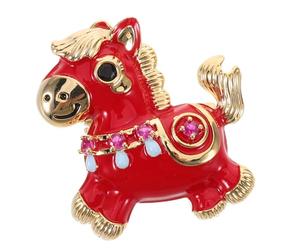 Holibanna Broche de caballo Feng Shui - Pin de solapa del año del caballo con diamantes de imitación - Joyería del zodiaco de moda del Año Nuevo chino 2026 para mamá, papá, esposo y esposa
