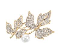 Holibanna Broche De Perlas Para Mujeres, Elegante Doble Suéter De Hojas De Arce Clay Cloak Brooch Safety Pin Joyería Ideal Para Banquetes, Bodas Y Fiestas
