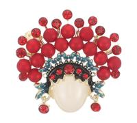 Holibanna Broche de Solapa Mujer Estilo Ópera de Pekín Accesorio Vintage para Abrigo Broche Floral Rojo Hecho a Mano Pin Multifunción para Chal Mochila y Traje Formal