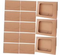 Holibanna Caja De 50 Piezas Tarjeta De Felicitación Postal Sobres Con Ventana Cajas De Cartón Cajas De Jabón Cajas De Favor De La Boda Cajas De Galletas Papel Kraft Khaki