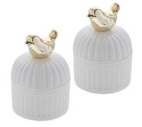 Holibanna Cajas Decorativas de Cerámica en Color Claro para Almacenar Dulces y Pequeños Objetos, Diseño Atractivo para Bodas y Regalos en Pack de 2 Piezas