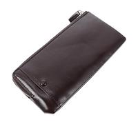 Holibanna Cartera Larga para Hombre Piel Sintética Marrón Cremallera, Tarjetero Multifuncional, Bolso Ligero para Guardar Dinero y Teléfono, Uso Diario, Gran Capacidad Interior