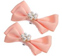 Holibanna Clips Apariencia Decoración y Lazo Par Zapatos para Delicada Perlas de la Boda, Material de Tela y Metal, 1 Par para Transformar Día Gran