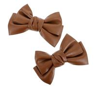 Holibanna Clips para Zapatos de Tacón Diseño de Lazo, Cómodos y Desmontables, Hechos de Pu y Aleación de Zinc, Ideales para Zapatos de Novia y Trabajo, 1 Par Color Café
