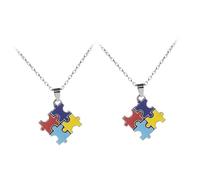 Holibanna Collar Aleación para Autismo de Rompecabezas Delicado 2 Piezas Obsequio de Cumpleaños Fácil de Llevar Diseño Único y Acabado Fino