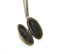 Holibanna Collar Colgante Ovalado de Flores Estuche para Fotos, Color Cobre Antiguo, Cadena Incluida, Joyería Femenina para Regalos Personalizados y Recuerdos