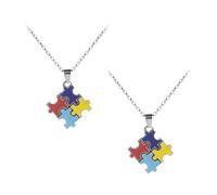 Holibanna Collar de Aleación Acabado Brillante 2 Piezas para Autismo de Rompecabezas Diseño Único y Fácil de Usar, Obsequio Adecuado para Cumpleaños