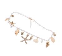 Holibanna Collar de Concha para Mujer Colgante de Estrella de Mar y Perlas Sintéticas Estilo Playa Oceánica Ligero y Resistente Accesorio de Joyería de Verano para Fiestas y Vacaciones