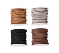 Holibanna Cordón de Gamuza Artificial Doble Cara con Carrete para Manualidades, Pulseras 4 Piezas de 5 Metros Cuerda de Piel Sintética y Decoración para Bricolaje