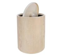 Holibanna Cubo de Basura Pequeño Tapa y Textura Madera Natural, Papelera de Plástico para Uso Doméstico y Oficinas, Diseño Compacto y Fácil Mantenimiento