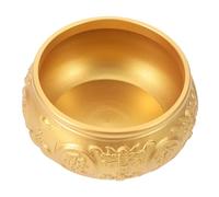 Holibanna Cuenco Decorativo de Cobre Amarillo Estilo Chino, Cuenca Riqueza Diseño de Doble Pez, Adorno para Escritorio y Hogar, Base Estable, Adecuado para Decoración Feng Shui y Obsequio