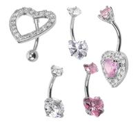 Holibanna Elegantes Anillos para El Ombligo con Forma de Corazón para Mujer Joyería Colgante para El Ombligo Piercing de Acero Inoxidable