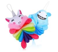 Holibanna Esponjas De Baño Infantiles 2 Unidades Diseño De Unicornio y Tiburón, Esponjas De Ducha Exfoliantes Suaves, Para Uso Corporal y Limpieza Diaria Niños