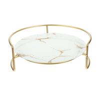 Holibanna Estante para Productos de Cuidado la Piel de Aleación de Zinc, Bandeja Organizadora de Baño en Color Claro con Detalles Dorados, Tamaño Pequeño, Estante una Sola Capa