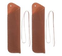 Holibanna Estuche de Cuero para 2 bolígrafos, Funda de Piel de Vaca para una Sola Pluma estilográfica, Organizador Vintage, Estuche para lápices de 16,5 cm de Largo, marrón