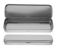 Holibanna Estuche Metálico Rectangular para Bolígrafos y Lápices para Niños, Color Gris Plata, Doble Unidad, Tapa Transparente Abatible 180°, Organizador Escolar Práctico para Colegio