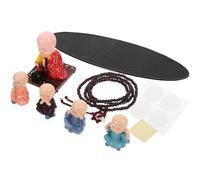 Holibanna Figura Solar de Monje Cabezona Que Sacude la Cabeza, Decoración para Interior de Coche, Estatua Pequeña de Resina, Tamaño Portátil para Tablero, Decoración Zen y Religiosa