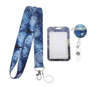 Holibanna Funda para Tarjeta de Identificación con Diseño de Estrella, Protector Resistente y Ligero, Porta Credencial Cordón para Oficina, Escuela y Transporte Público, 1 Pieza