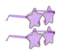 Holibanna Gafas de Sol para Fiesta sin Montura Forma de Estrella, 2 Unidades, Plástico Morado Detalles de Gemas, Gafas Divertidas para Adolescentes y Mujeres, Accesorio Adecuado para Playa