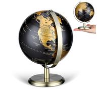 Holibanna Globo Terráqueo de Escritorio Antiguo Dorado Superficie Suave y Material Metálico, Adorno Elegante para Mesa de Oficina y Ambiente Educativo
