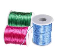 Holibanna Hilo para Tejer Grueso 3 Rollos 80 M Bobina 1-1.5 Mm Hilo de Crochet DIY Colores Verde Rosa Fucsia Azul Claro para Manualidades y Costura