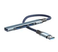 Holibanna Hub USB 3.0 Adaptador para Portátil, Concentrador Múltiple de 4 Puertos, Carcasa de Aleación de Aluminio, Compacto y Ligero para Uso Portátil, Transferencia Rápida, Color Plateado