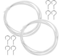 Holibanna Juego de 2 Cables de Alambre para Colgar Cortinas Recubrimiento PVC, Incluye Tornillos y Ganchos Metálicos, Superficie Lisa para Colgar Pancartas o Cuadros