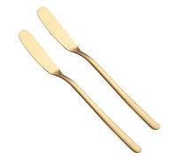 Holibanna Juego de 2 Cuchillos para Untar Mantequilla y Queso de Acero Inoxidable Dorado, Versátiles y Fáciles de Cortar para Cocina y Restaurantes