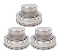 Holibanna Juego de 3 Tapas de Acero Inoxidable para Tarros Mason Sellado de Silicona y Bordes Estriados para Agitar Especias, Pimienta y Azúcar en Frascos