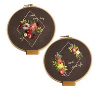 Holibanna Juego de Materiales para Bordar Estampado Floral Kit DIY para Principiantes Incluye 2 Piezas Bastidor de 8 Pulgadas Tipo Bambú Accesorios para Practicar Punto de Cruz