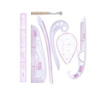 Holibanna Juego de reglas de costura y corte para patronaje, 7 piezas, plástico, escala clara, curvas para puño, ojal, cuello y bolsillo, para herramientas de costura y confección
