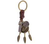 Holibanna Llavero con diseño de águila clásico vintage para bolsos, colgante retro de cuero auténtico trenzado, para hombres y jóvenes.