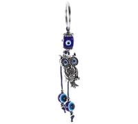 Holibanna Llavero de Búho de Aleación Cuentas de Mal de Ojo de 12 Mm, Colgante Azul para Bolso, Amuleto Artesanal para Mujer, Accesorio de Cadena Decorativo para Llaves y Bolsos