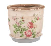 Holibanna Maceta de Cerámica Resistente al Sol Vintage Estampado de Rosas y Diseño Sencillo y Elegante para Suculentas Pequeñas, Jardín o Ventana