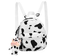 Holibanna Mochila de Lona Estampado de Vaca y Peluche para Mujer y Niña, Bolso Casual de Tela, Mochila Ligera para Uso Diario, Diseño Creativo, Tamaño Mediano, Color Claro
