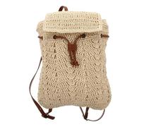 Holibanna Mochila y Bolso de Hombro de Paja Beige para Mujer, Bolsa de Playa Cordón, Diseño Funcional para Verano y Uso Cotidiano, Espacio para Tarjetas, Cosméticos y Accesorios