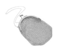 Holibanna Monedero Victoriano de Malla Metálica en Color Plateado, Cartera Compacta Cierre de Beso Adecuado para Monedas y Tarjetas en Eventos Sociales