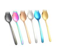 Holibanna Multifuncional Inoxidable Spork Resistente Para Ensaladas y Pasta Color Rosa Dorado Para Uso Diario Cocina